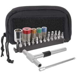 FIS 65, 45, 25, & 15in lbs Torque Limiter Kits w/T-Way Wrench, 3/16 Extended Ball End Hex, 16 Bits, 1/2 Socket, Bit Adapter, & Deluxe Case