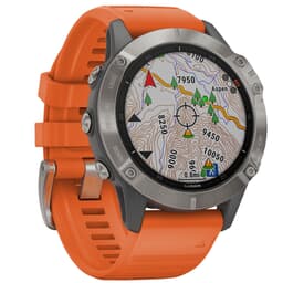 Garmin fenix 6 Sapphire Ti Gray w/Orange Band Smartwatch 010-02158-13