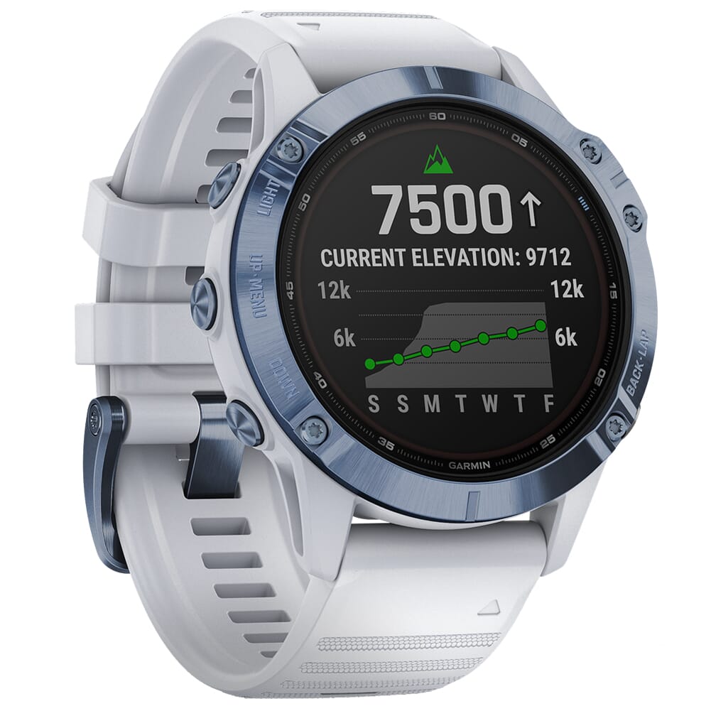 Garmin fenix 6 Pro Solar Mineral Blue w/Whitestone Band Smartwatch 010-02410-18