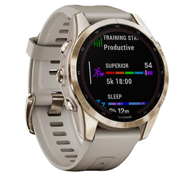 Garmin fenix 7S Sapphire Solar Cream Gold Titanium w/Light Sand