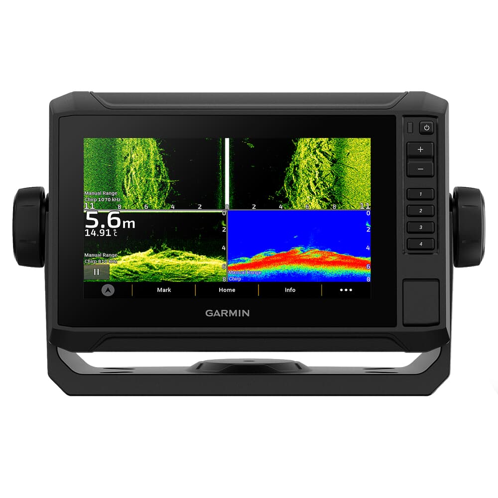 Garmin ECHOMAP UHD2 73cv Fish Finder w/GT54UHD-TM Transducer &amp; Garmin Navionics+ U.S. Inland Mapping Side View 010-02684-01