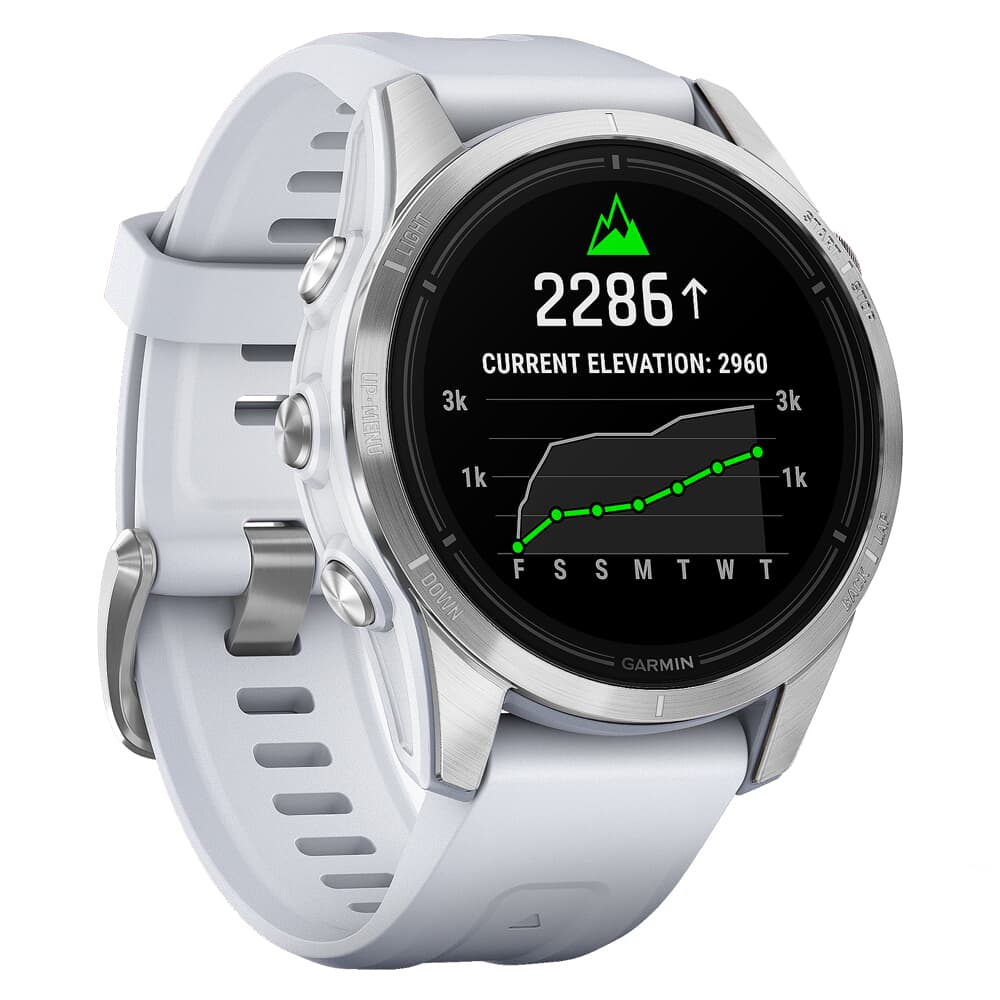 Garmin Epix Pro Standard 42mm Silver Smartwatch w/Whitestone Band 010-02802-00