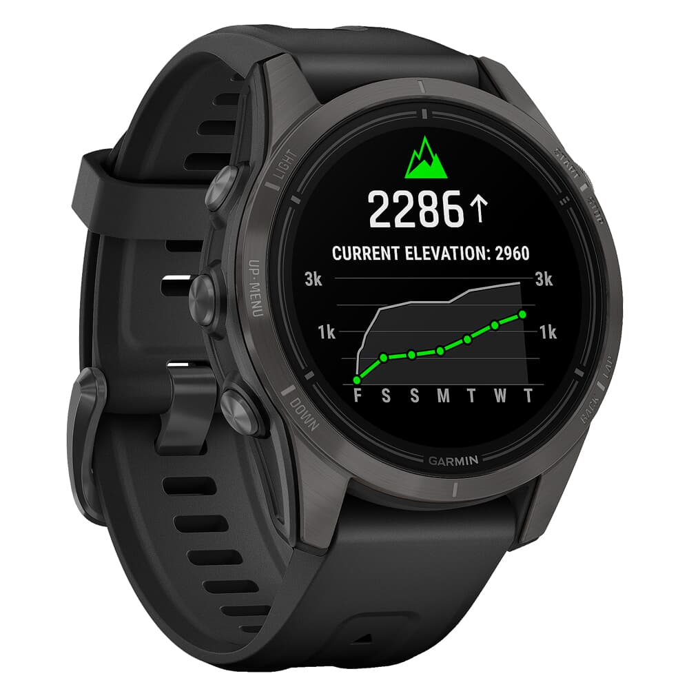 Garmin Epix Pro Sapphire 42mm Carbon Gray DLC Titanium Smartwatch w/Black Band 010-02802-14