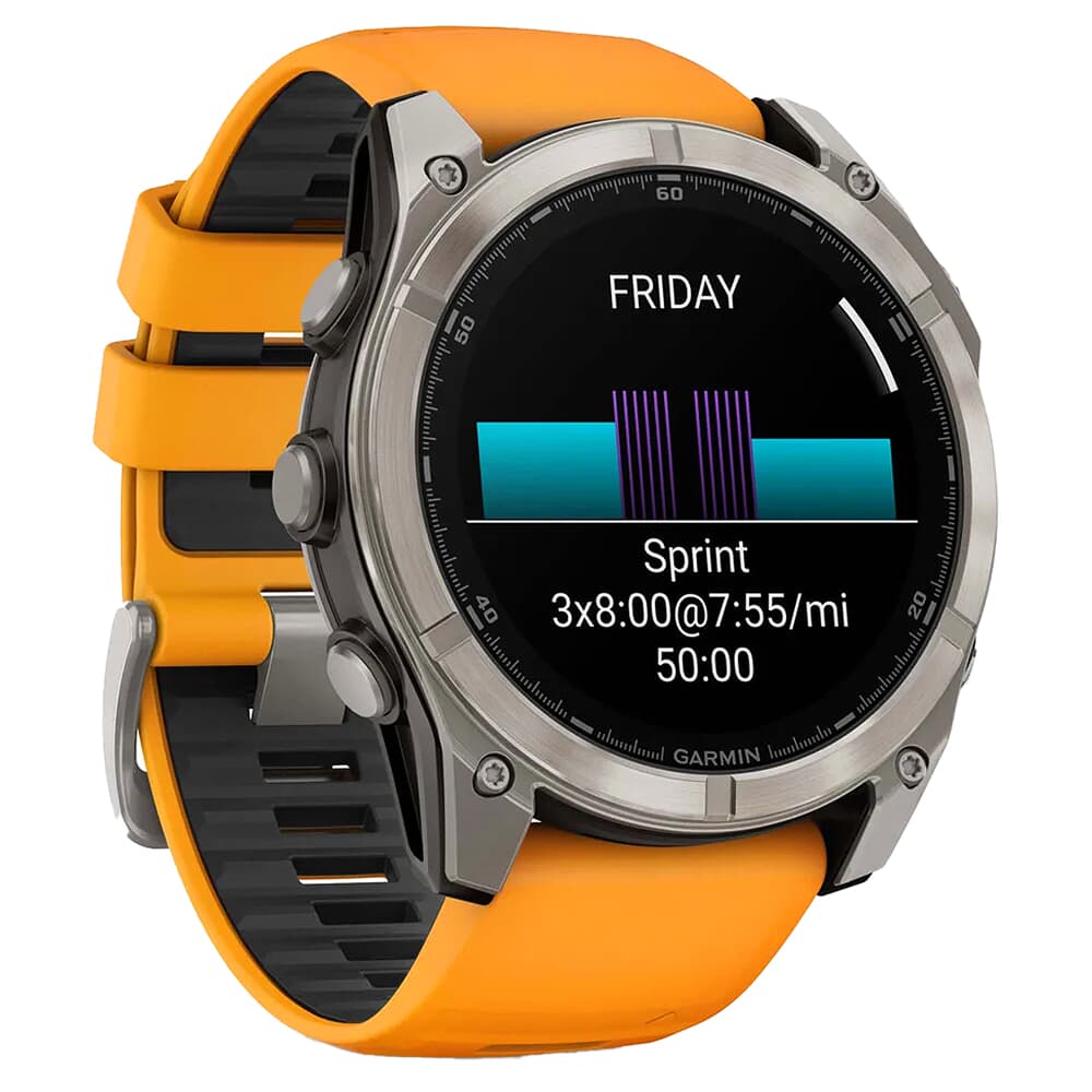Garmin fenix 8 Sapphire 51mm Titanium/Bare/Graphite w/Spark Orange Band Smartwatch 010-02905-10