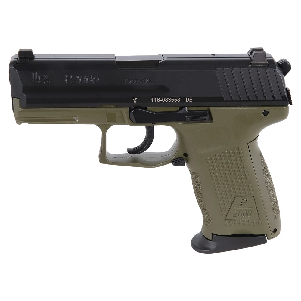 HK P2000 V3 9mm 3.66" DA/SA OD Pistol w/(3) 10rd Mags & Night Sights 81000064