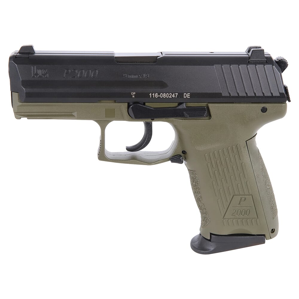 HK P2000 V3 9mm 3.66" Bbl DA/SA OD Green Pistol w/(2) 13rd Mags 81000061