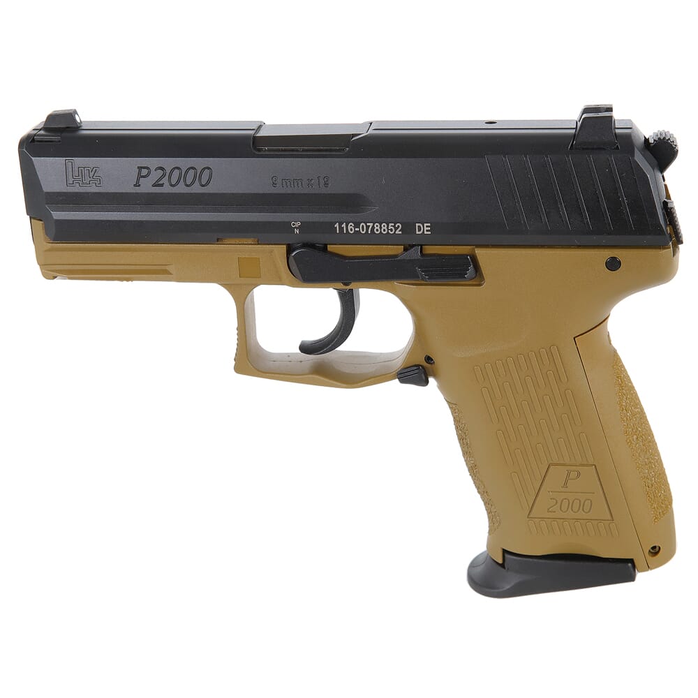 HK P2000 V3 9mm 3.66" Bbl DA/SA NMS FDE Pistol w/(3) 13rd Mags & Night Sights 81000840