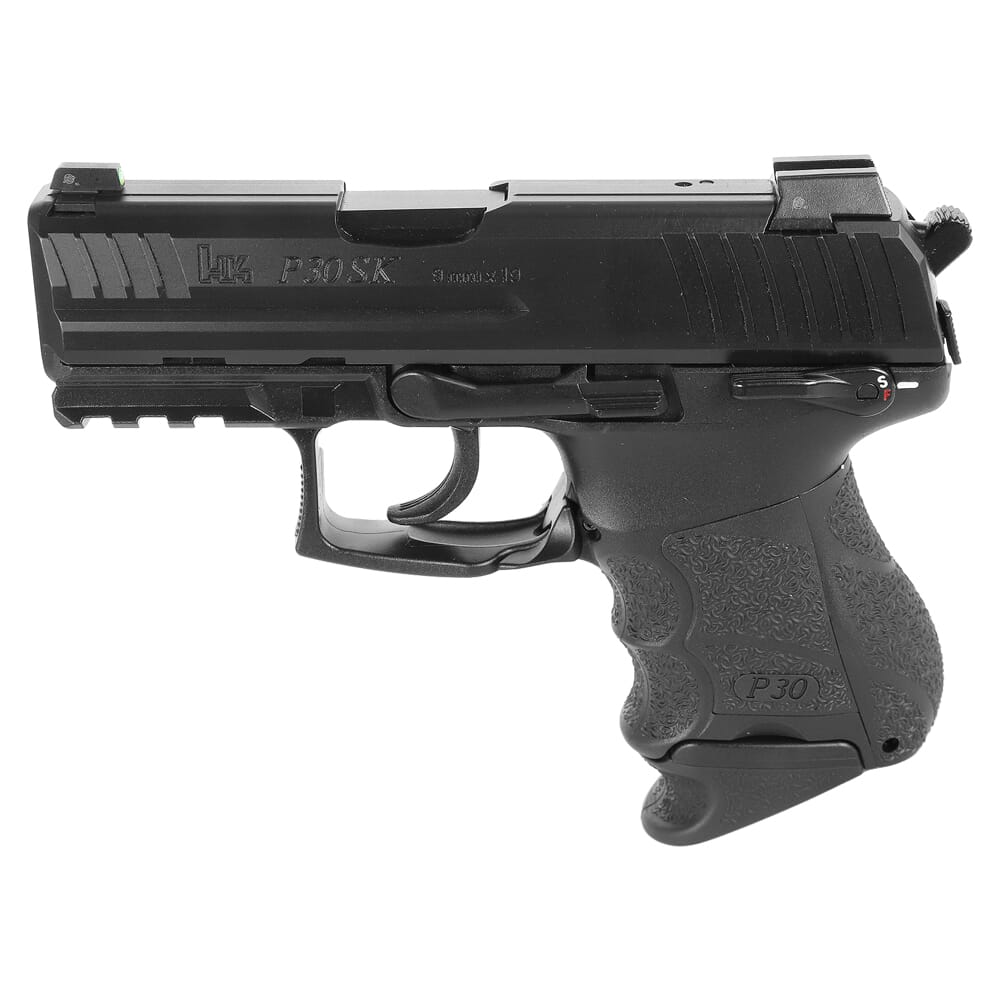HK P30SKS V3 9mm 3.27" Bbl DA/SA Subcompact Pistol w/Ambi Safety, Rear Decocking Button, (1) 15rd Mag, (2) 12rd Mags & Night Sights 81000826