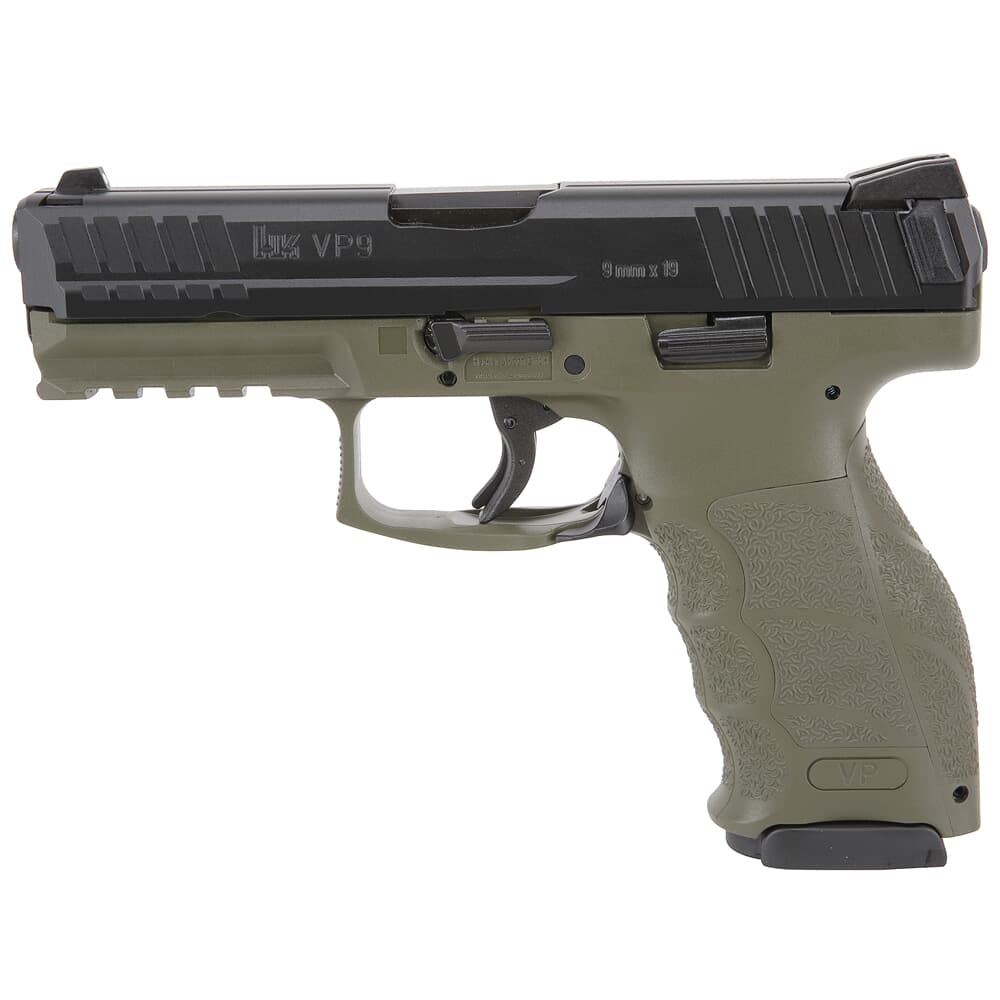 HK VP9 9mm Green Pistol w/(2) 10rd Mags, (2) Add'tl Backstraps, &amp; (2) Add'tl Sets of Lateral Grip Plates 81000235