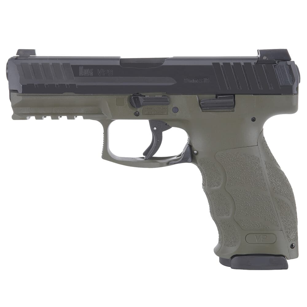 HK VP9 9mm Green Pistol w/(3) 10rd Mags, Night Sights, (2) Add'tl Backstraps, and (2) Add'tl Sets of Lateral Grip Plates 81000236