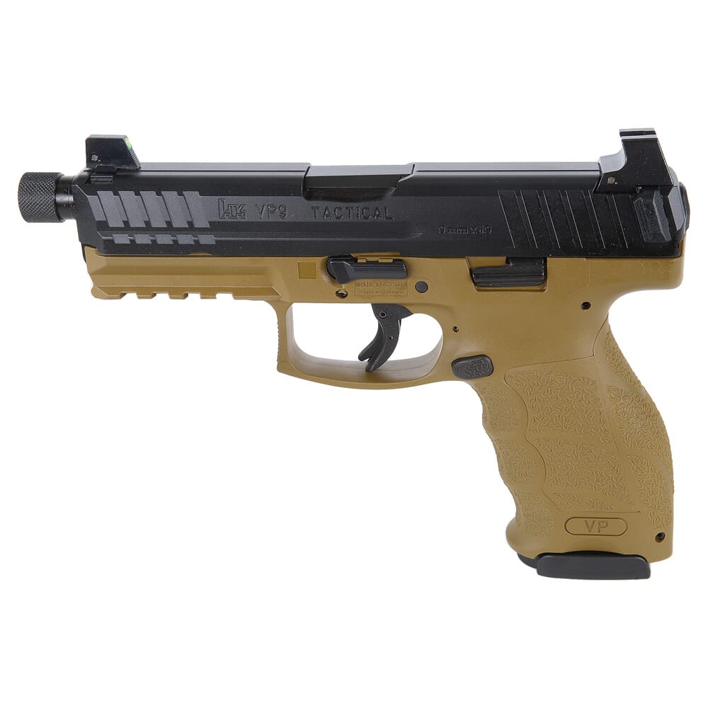 HK VP9-B Tactical 9mm 4.7" Bbl Push-Button Mag Release FDE Pistol w/(3) 17rd Mags & Night Sights 81000776