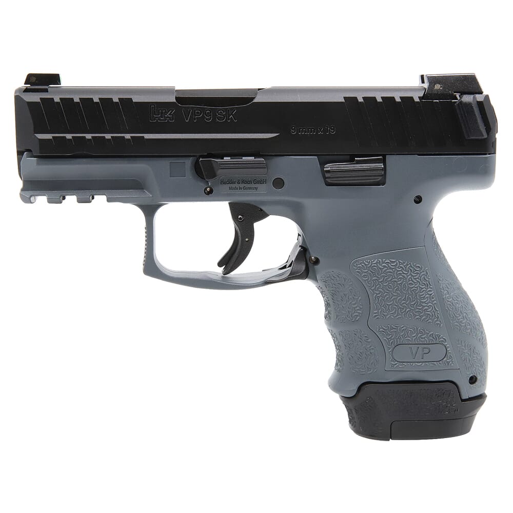 HK VP9SK 9mm 3.39" Bbl Grey Subcompact Pistol w/(1) 15rd, (2) 12rd Mags & Night Sights 81000813