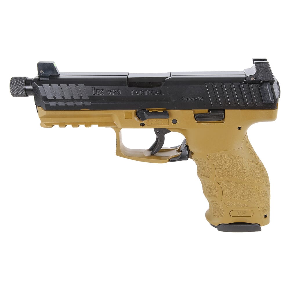HK VP9 Tactical 9mm 4.7" Ready FDE Pistol w/(3) 17rd Mags & Night Sights 81000774