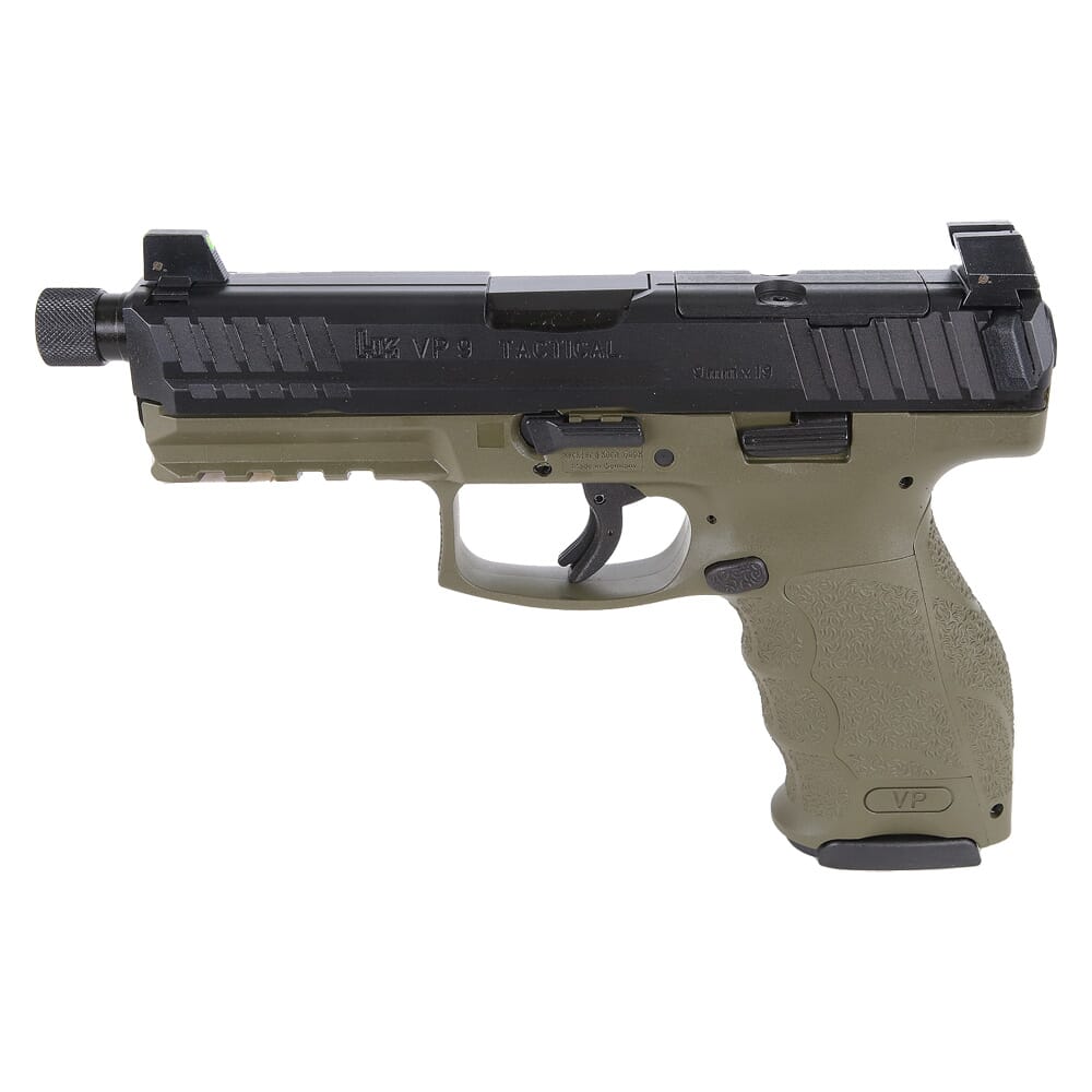 HK VP9-B Tactical 9mm 4.7" Bbl Push-Button Mag Release Optics Ready Green Pistol w/(3) 17rd Mags & Night Sights 81000788