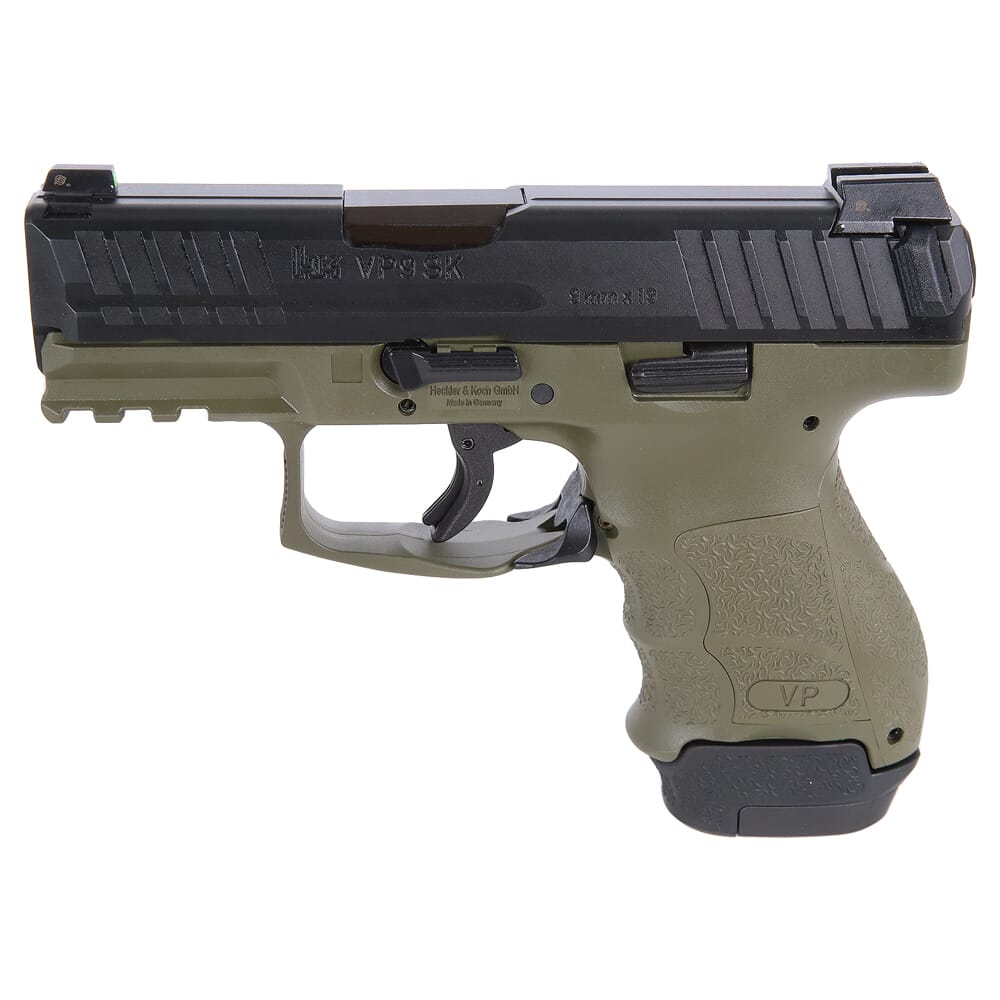 HK VP9SK 9mm 3.39" Bbl Green Subcompact Pistol w/(1) 15rd Mag, (2) 12rd Mags & Night Sights 81000815