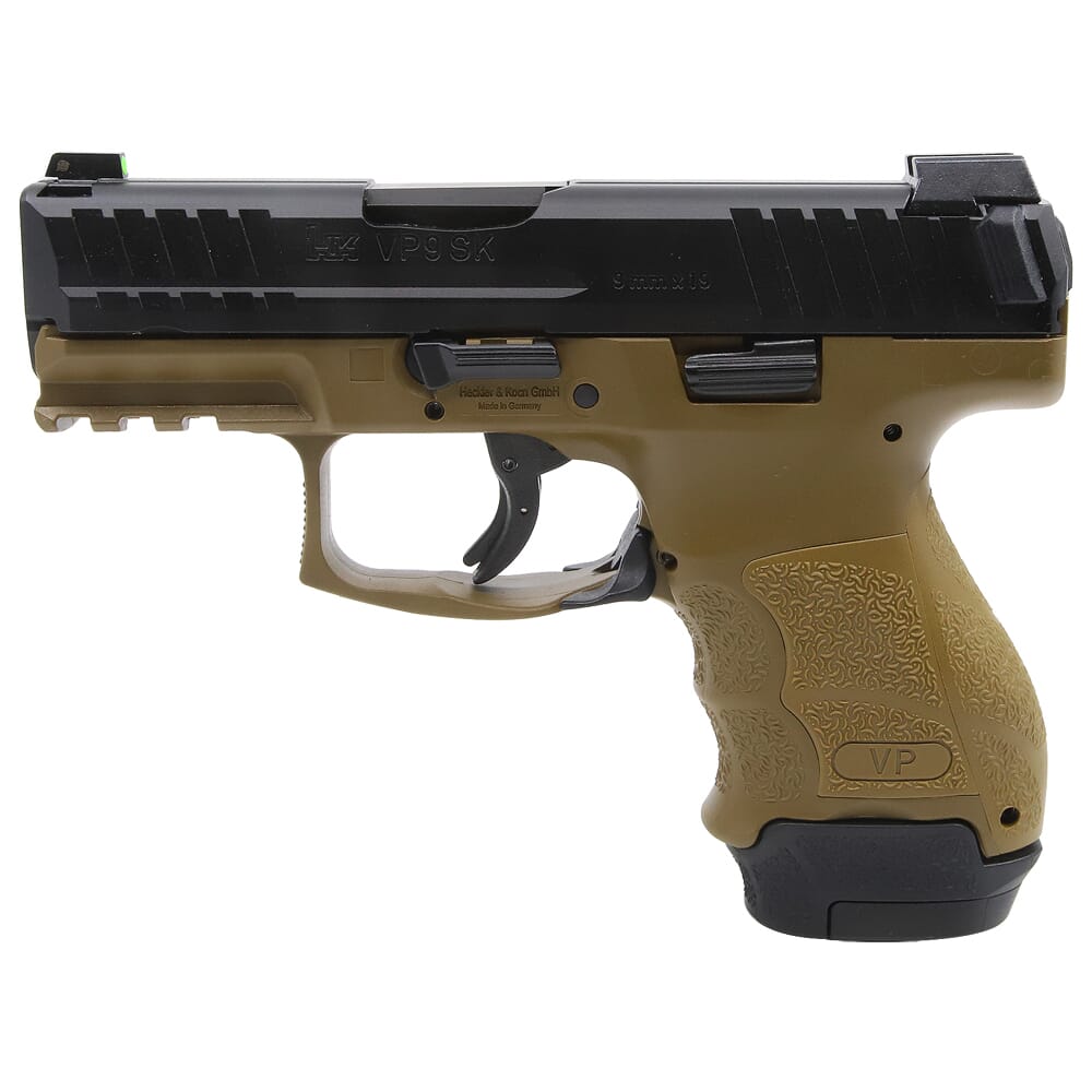 HK VP9SK 9mm 3.39" Bbl FDE Subcompact Pistol w/(1) 15rd & (1) 12rd Mags 81000816