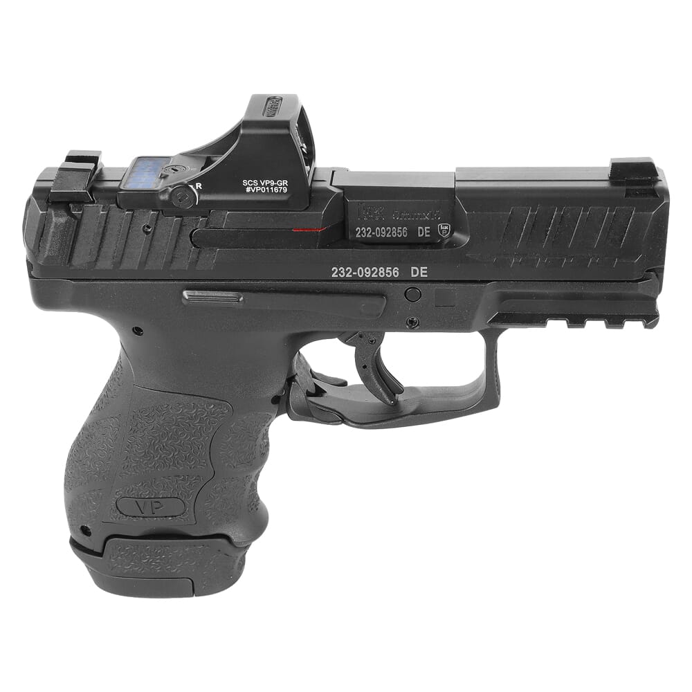 HK VP9SK SCS 9mm 3.39" Bbl Subcompact Pistol w/Super Green Holosun Package, (1) 15rd & (1) 12rd Mags 81000804