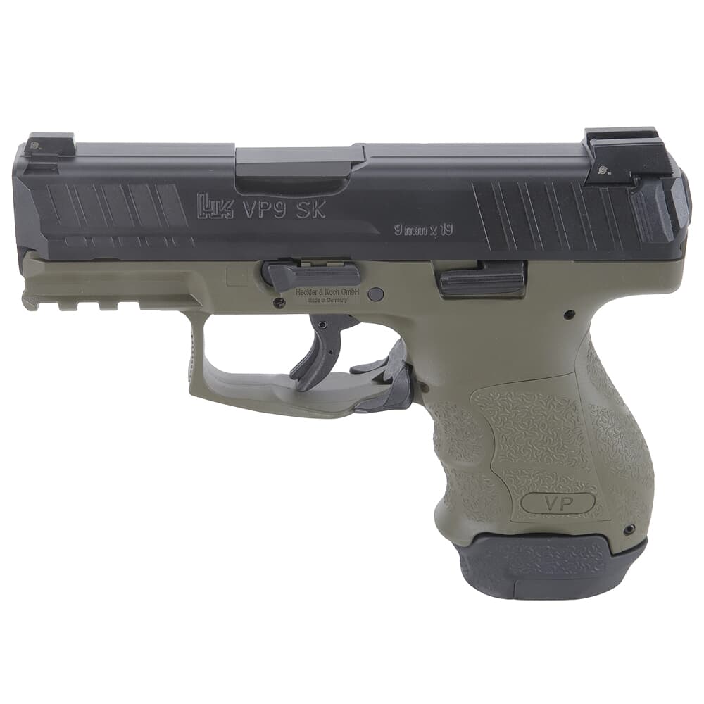 HK VP9SK Subcompact 9mm Green (2)10rd Mags, (1) 13rd Mag, Night Sights 81000648