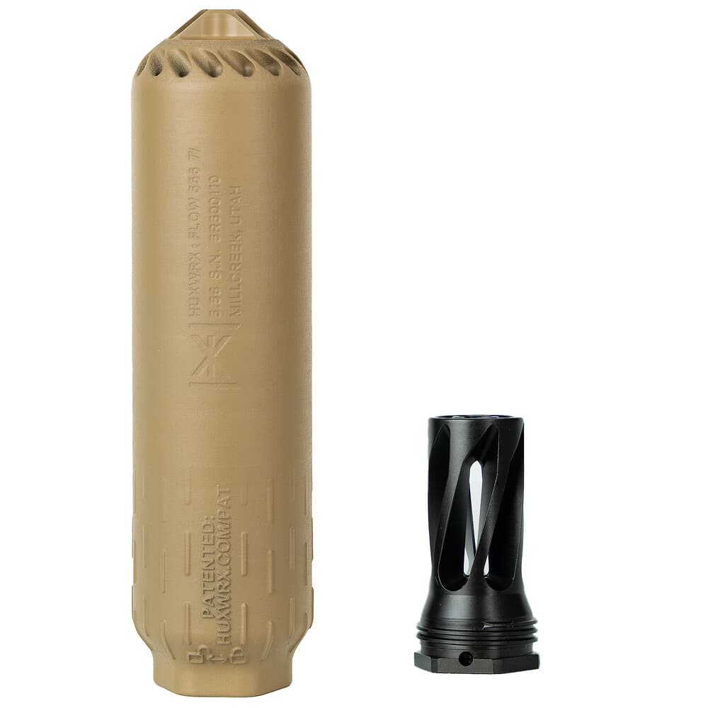 HUXWRX Flow 556 TI Suppressor + Flash Hider 1/2x28 FDE Kit 3291