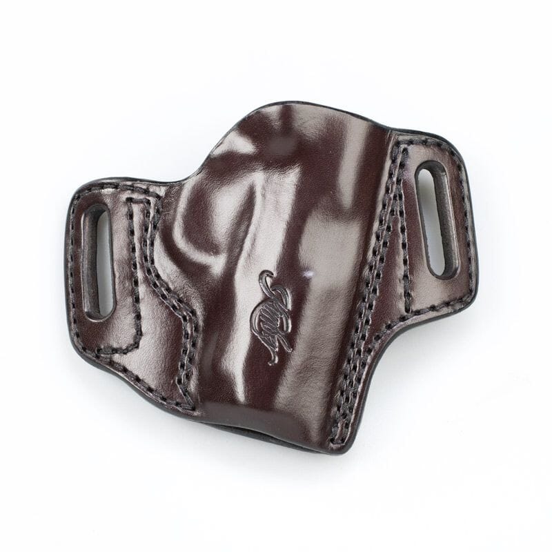 Kimber Micro 9mm Full-Length Belt Slide RH Brown Leather Holster w/Kimber Logo by Mitch Rosen 4000269