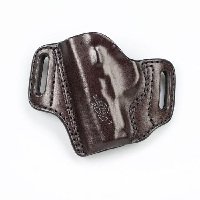 Kimber Micro 9mmFull-Length Belt Slide LH Brown Leather Holster w/Kimber Logo by Mitch Rosen 4000270