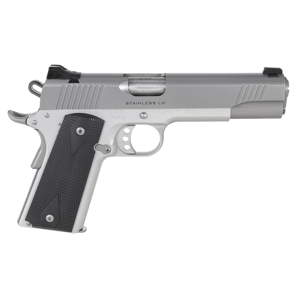 Kimber 1911 Stainless LW .45 ACP 5" Bbl Optics Ready Pistol w/Mission First Tactical Holster, Kimber Range Bag, & (3) 7rd Magazines 3700826