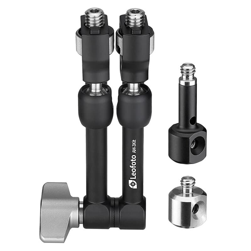 Leofoto AM-3 110mm Versa Magic Arm w/Anti-Twist Adapter &amp; 3/8&quot; Mounting Studs AM-3-KIT
