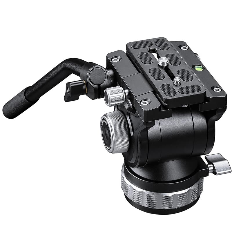 Leofoto 70mm Fluid Video Head w/PU-100D 100x38mm Arca Compatible QR Plate &amp; LH/RH Handle BV-15