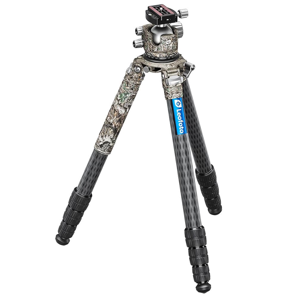Leofoto LM Series LM-364C Camo Tripod w/75mm Video Bowl, LH-55 Camo Head, &amp; Bag LM-364C-LH-55-BALLHEAD-CAMO