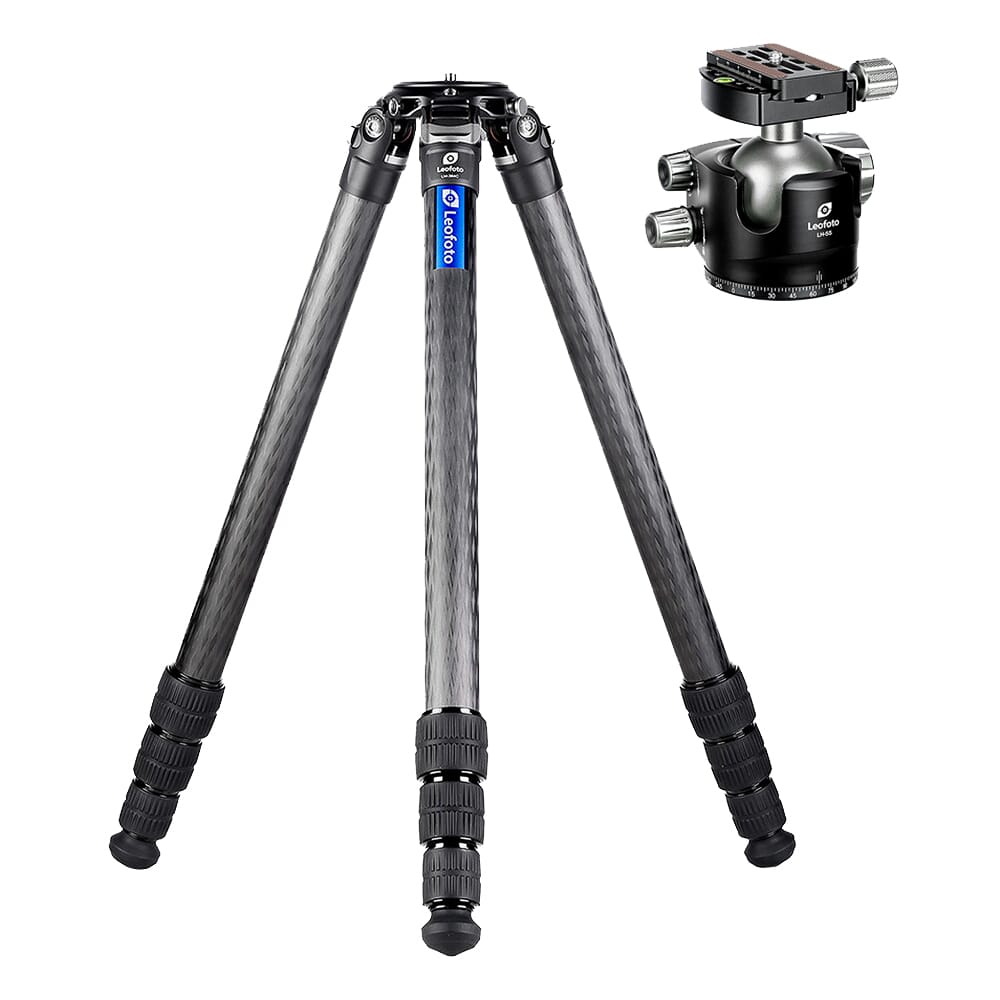 Leofoto LM Series LM-364C Tripod w/75mm Video Bowl, LH-55 Head, & Bag LM-364C-LH-55-55MM-LOW-PROFILE-BALL-HEAD