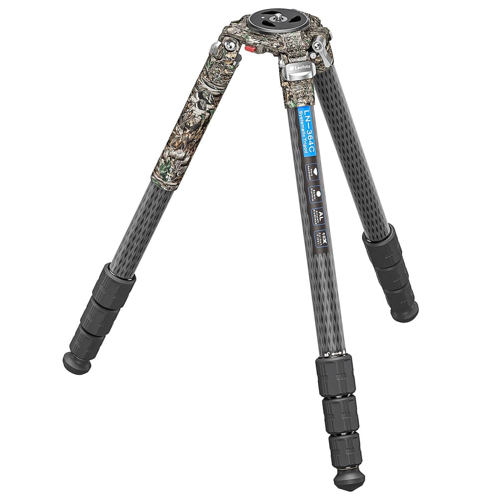 Leofoto LN Heavy Duty Series LN-364C Camo Systematic Bowl Compatible Carbon Fiber Tripod w/75mm Bowl &amp; Bag LN-364C-CAMO
