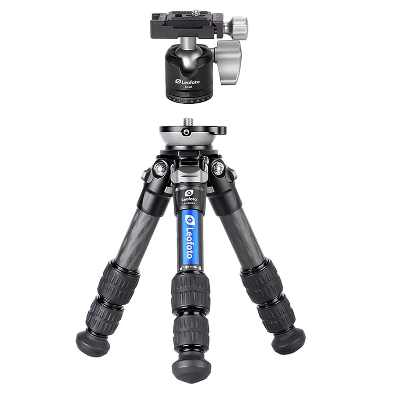 Leofoto Table/Ground Mini Carbon Tripod w/Leveling Base & LH-25 Leveling Head LS-223CEX-LH-25