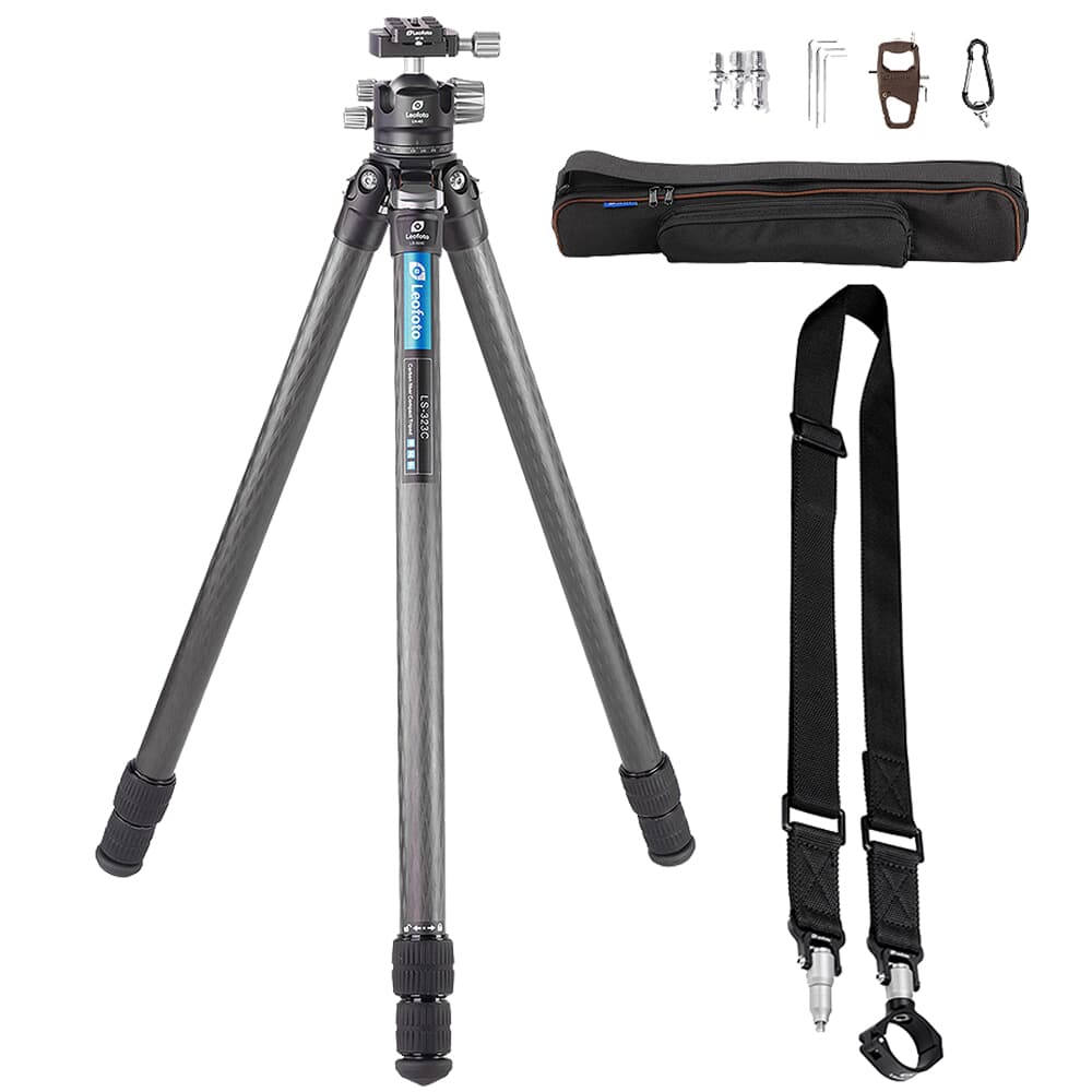 Leofoto LS Ranger Series LS-323C Professional Light Weight Carbon Fiber Tripod Kit w/Screw Knob Arca Clamp LS-323C-LH-40- -SCREW-KNOB-ARCA-CLAMP