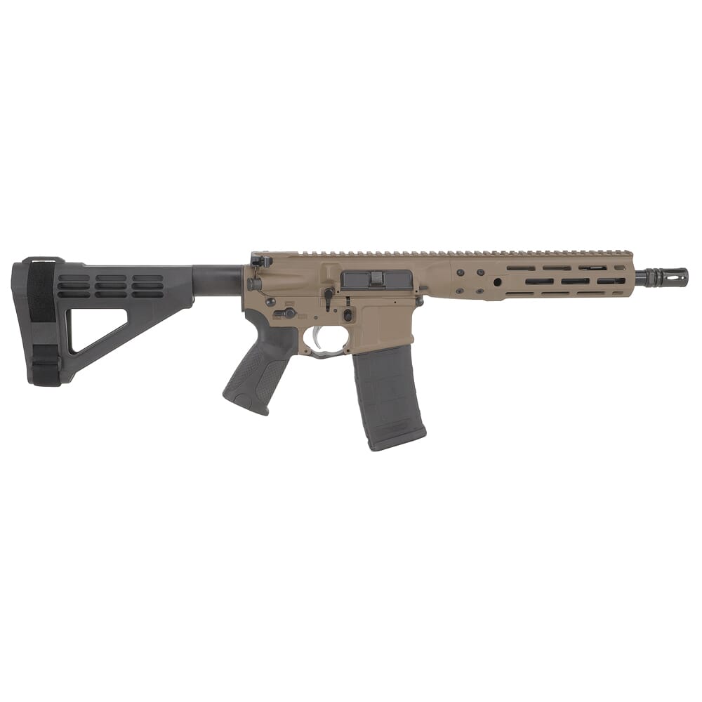 LWRC ICDI M-LOK Direct Impingement 5.56 10.5" FDE Pistol W/SBA4 Brace ICDIP5CK10MLBR