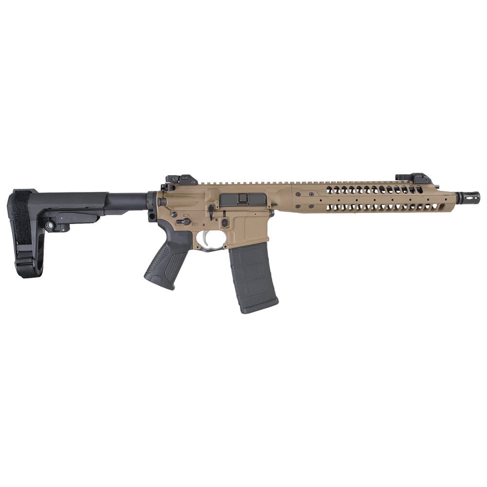 LWRC IC-A5 5.56mm NATO 12.7" 1:7" 1/2x28 Bbl FDE Pistol w/SBA3 Brace ICA5P5CK12SBA3
