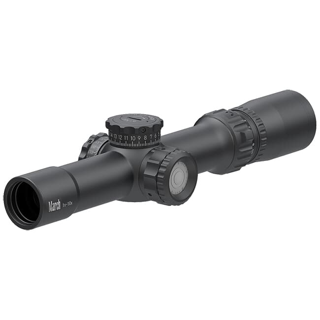 March Compact Tactical 1-10x24mm MTR-5 Reticle 1/4MOA Illuminated Riflescope D10V24TI-MTR-5-800013