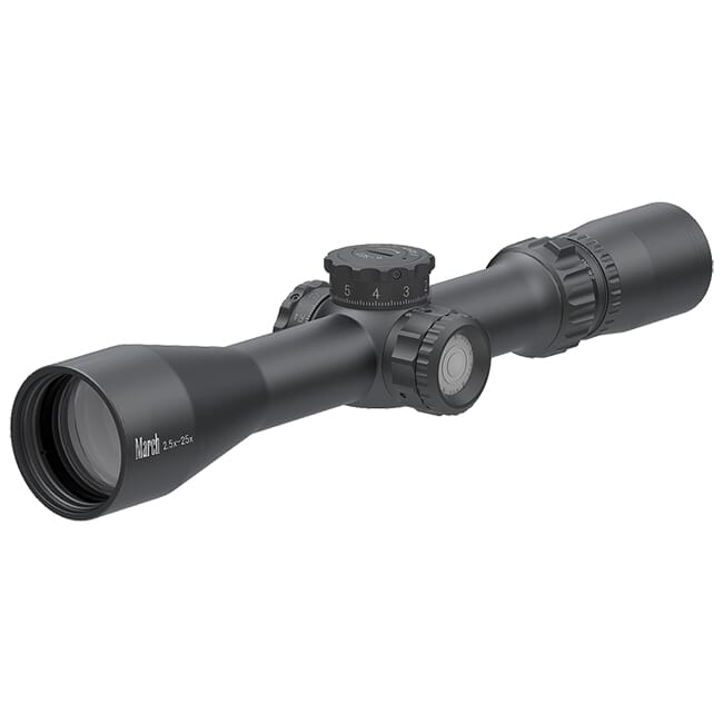 March Compact Tactical 2.5-25x42mm FD-1 Reticle 0.1MIL Illuminated Riflescope D25V42TIML-FD-1-800052