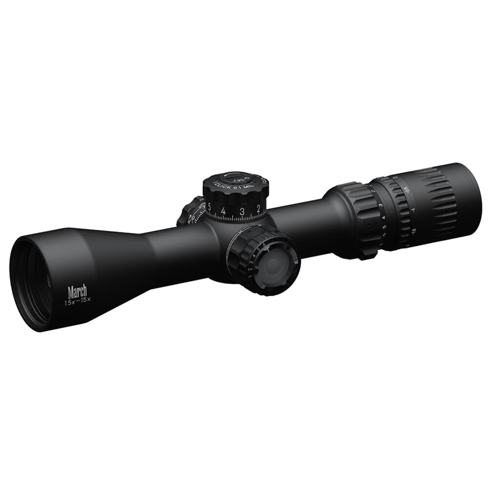 March Compact 1.5-15x42mm FD-2 Reticle 0.1 MIL SFP Illuminated Riflescope D15V42TIML-FD-2