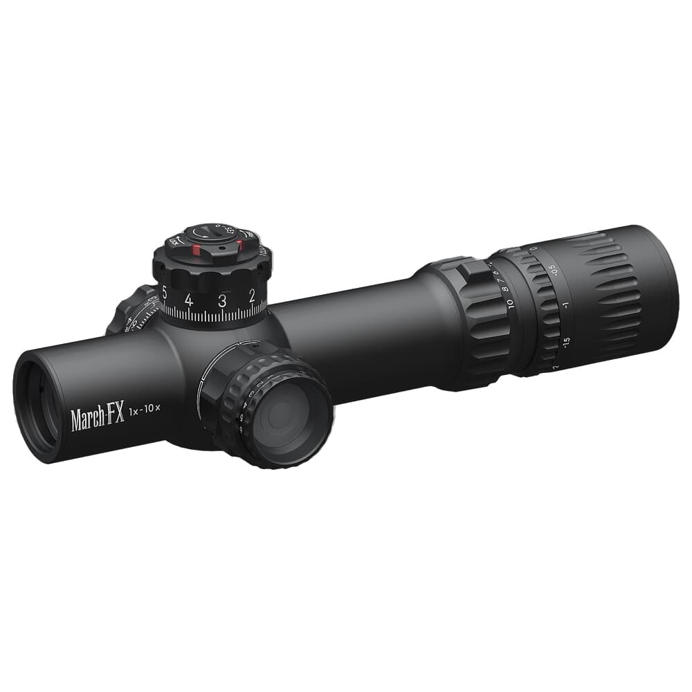 March Compact Tactical Shorty Gen II 1-10x24mm FFP FMC-2 Reticle 0.1MIL 6Level Illum Riflescope w/Shuriken Dial Lock D10SV24FIMLX-FMC-2