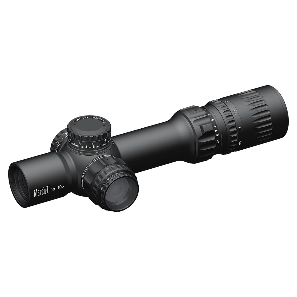 March F Shorty 1-10x24mm DR-TR1 Reticle 0 1 MIL FFP Illuminated Riflescope w Shorty Unimount D10SV24FDIMLN-P-DR-TR1