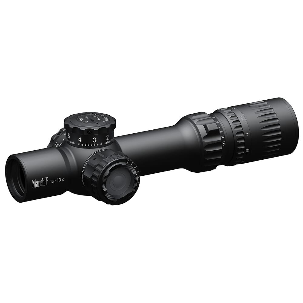 March F Tactical Shorty 1-10x24mm DR-1 Reticle 0 1MIL Illuminated Riflescope w Shorty Unimount D10SV24FDIML-P-DR-1