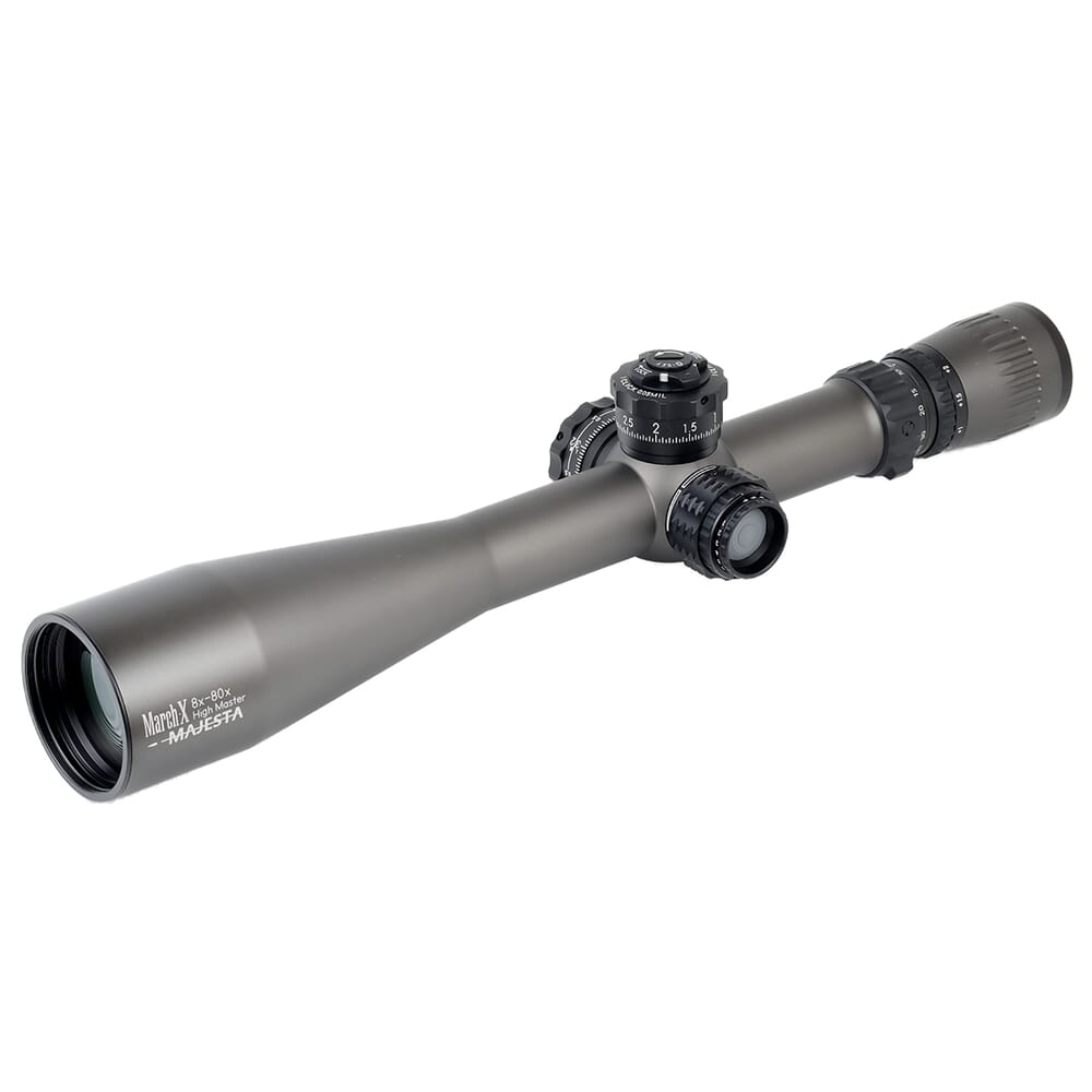 March X Tactical "High Master" Majesta 8-80x56mm SFP W-Dot .05MIL 6Level Illum Riflescope w/Middle Wheel & Shuriken Dial Lock D80HV56WTIMLX-GR-W-Dot