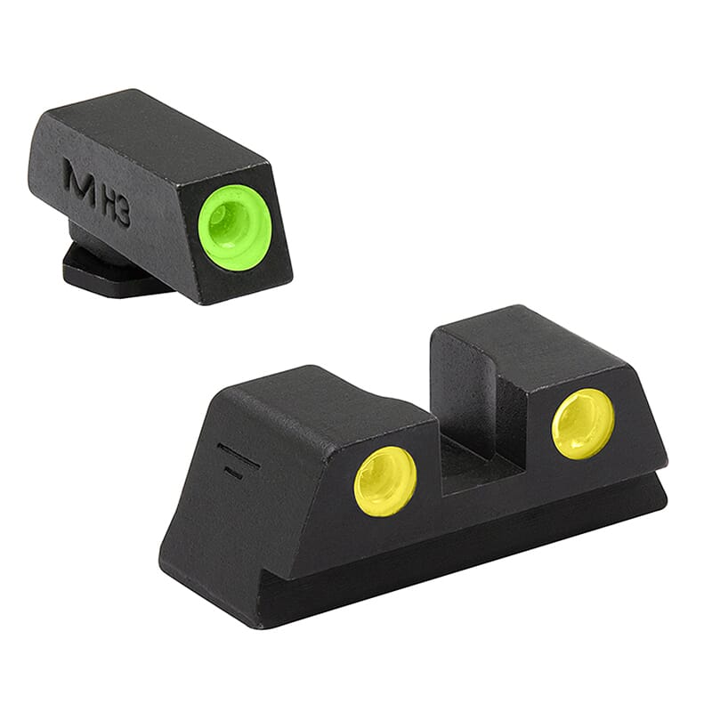Meprolight Tru-Dot Glock 42, 43, 43X 48 Green/Yellow Fixed Pistol Sight Set 102203201