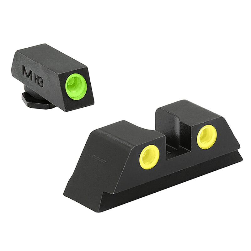 Meprolight Tru-Dot Glock Std Frames 9/357SIG/40/45GAP Green/Yellow Fixed Pistol Sight Set 102243201