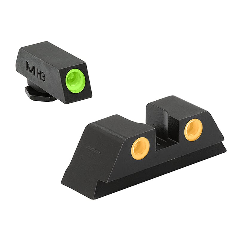 Meprolight Tru-Dot Glock Std Frames 9/357SIG/40/45GAP Green/Orange Fixed Pistol Sight Set 102243301