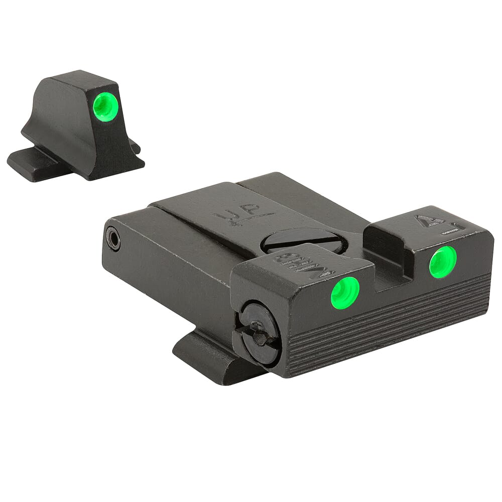 Meprolight Tru-Dot Sig Sauer 9mm/.357SIG P-Frame (Except P365XL) Adjustable Green Rear/Front Tritium Illum Pistol Sight Set 0201103101