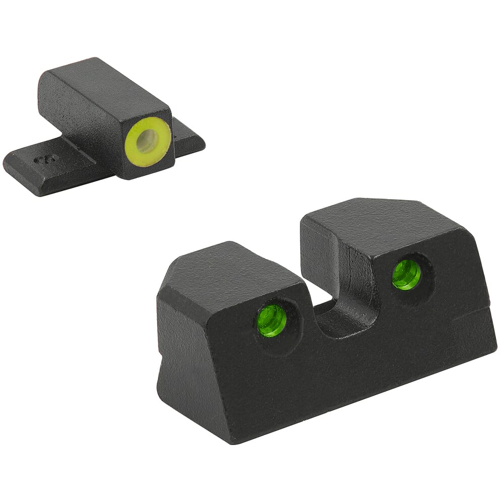 Meprolight Hyper-Bright Sig Sauer 9mm/.357SIG P-Frame Fixed Yellow Ring/Green Dot Tritium Illum Pistol Sight Set 0401103121