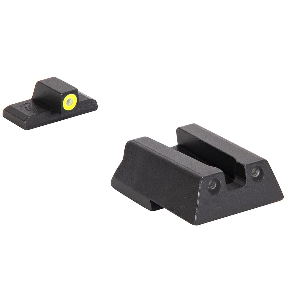 Meprolight Hyper-Bright H&amp;K 45/45C/P30/VP9/SFP9 (Not VP2020) Fixed Yellow Ring/Green Dot Tritium Illum Pistol Sight Set 0415453121