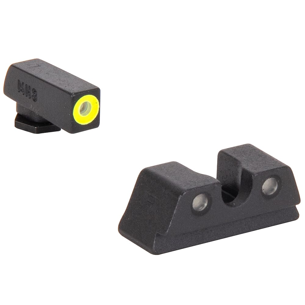 Meprolight Hyper-Bright Glock 42, 43, 43X, 48 Yellow Ring/Green Fixed Pistol Sight Set 402203121