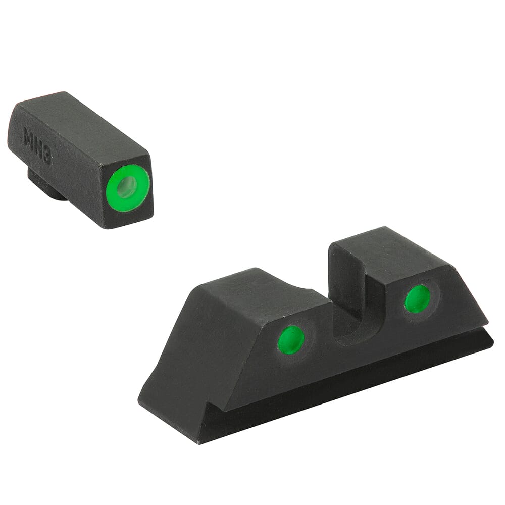 Meprolight Hyper-Bright Glock Std Frame 9/357SIG/40/45GAP Green Ring/Green Fixed Pistol Sight Set 402243111